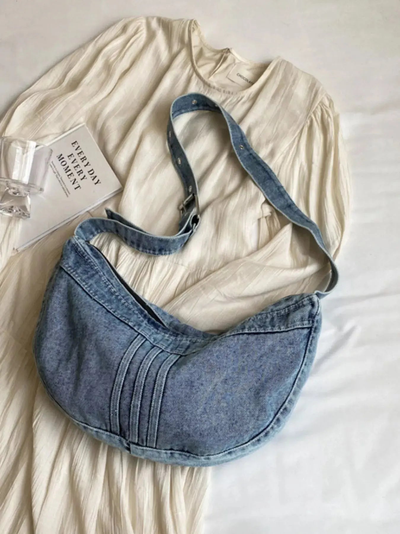 Denim Adjustable Strap Crossbody Bag Simply Love
