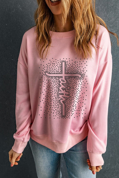 Graphic Round Neck Long Sleeve Sweatshirt.