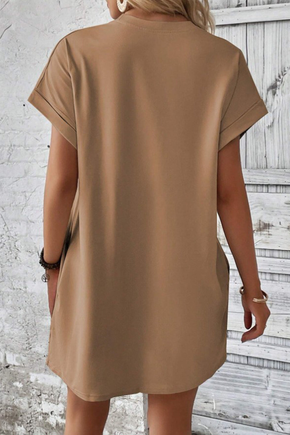 Pocketed Round Neck Short Sleeve Dress Coco’s Tee Boutique
