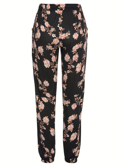 Floral Drawstring Trousers with Convenient Pockets