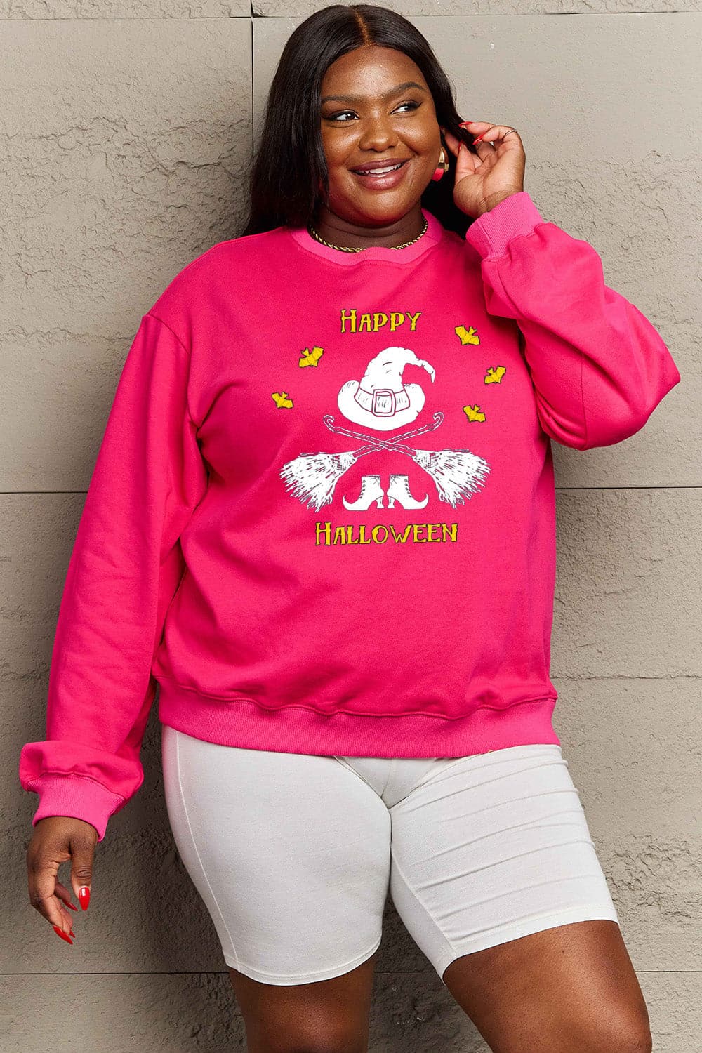 Simply Love Full Size HAPPY HALLOWEEN Graphic Sweatshirt.