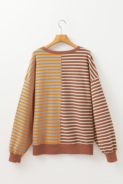 Brown Stripe Oversized Sweatshirt