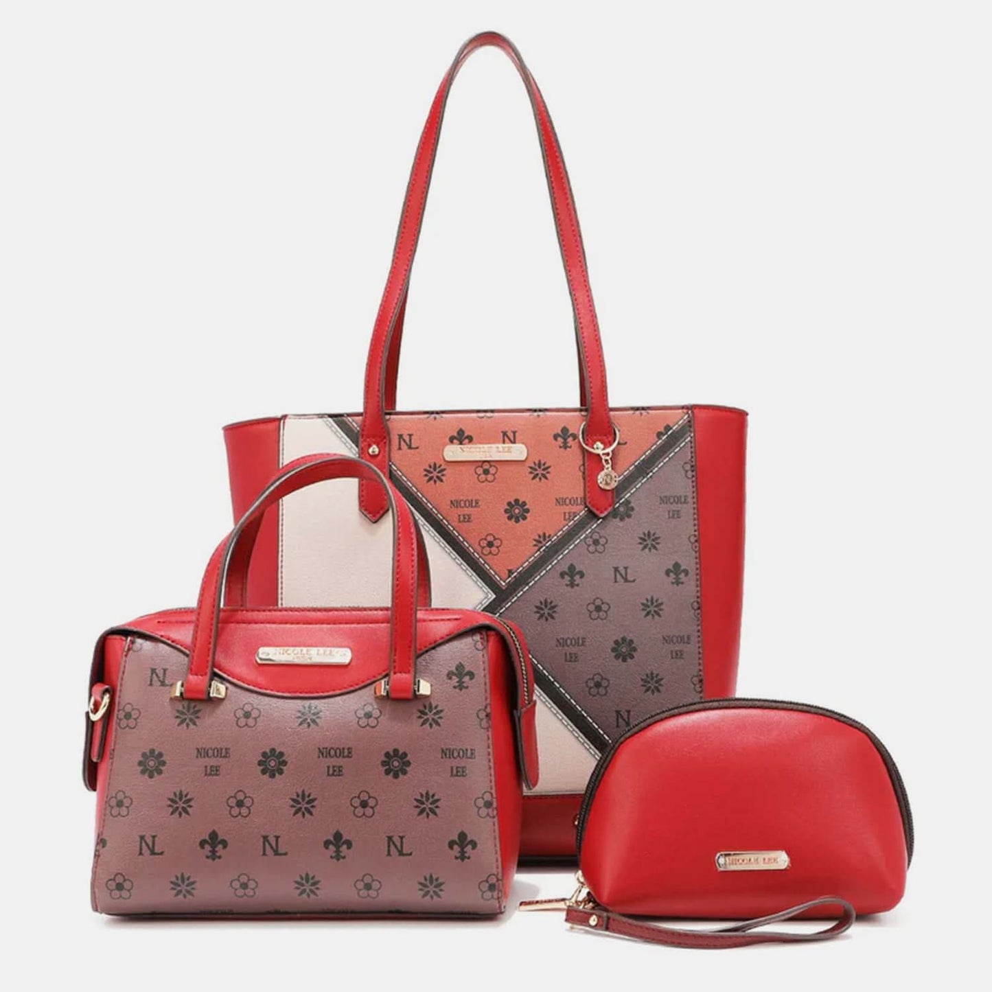 Nicole Lee color block handbag set