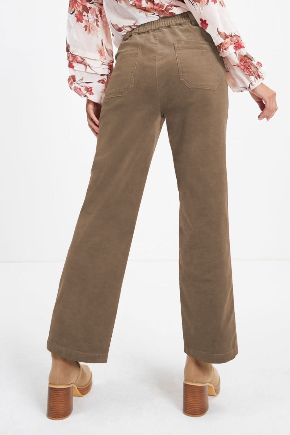 Comfort Fit Straight Leg Trousers with Elastic Waist