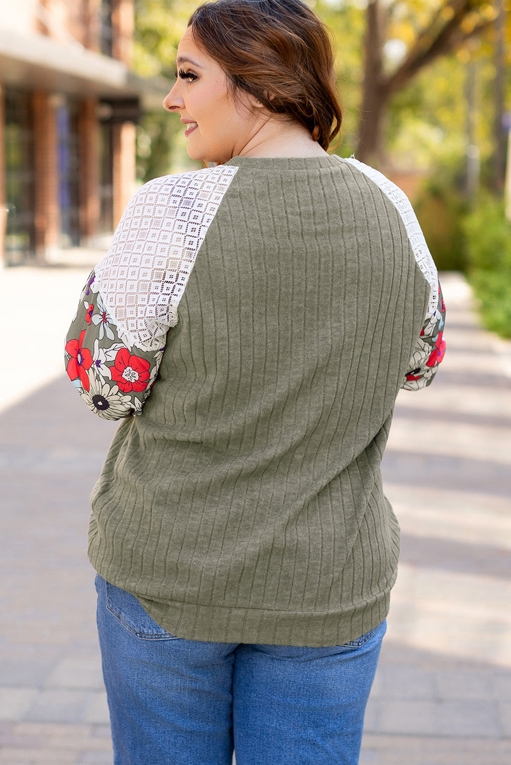 Vineyard green plus size floral blouse