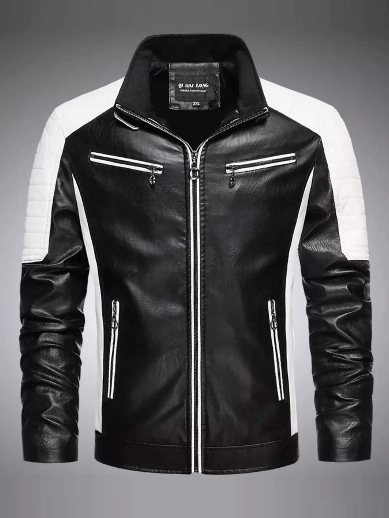 Men's Plus Size Slim Fit Zip Up Moto Faux Leather Jacket Simply Love