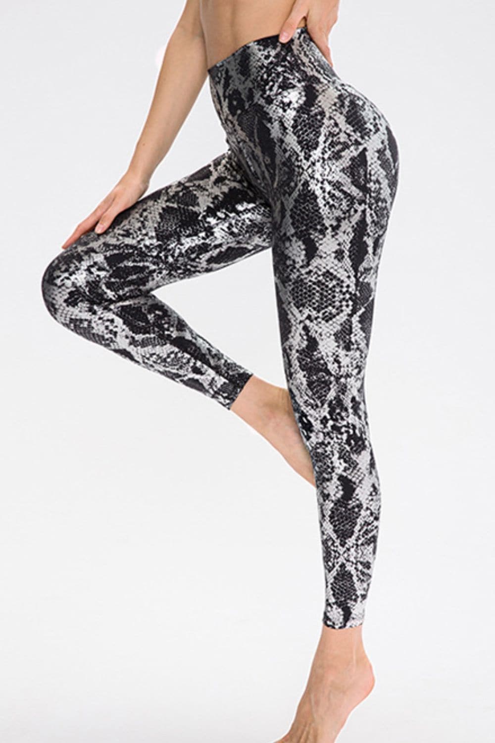 Animal Print Slim Fit Wide Waistband Long Sports Pants.