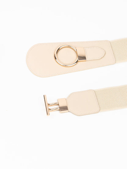 PU Elastic Wide Belt with Alloy Buckle.