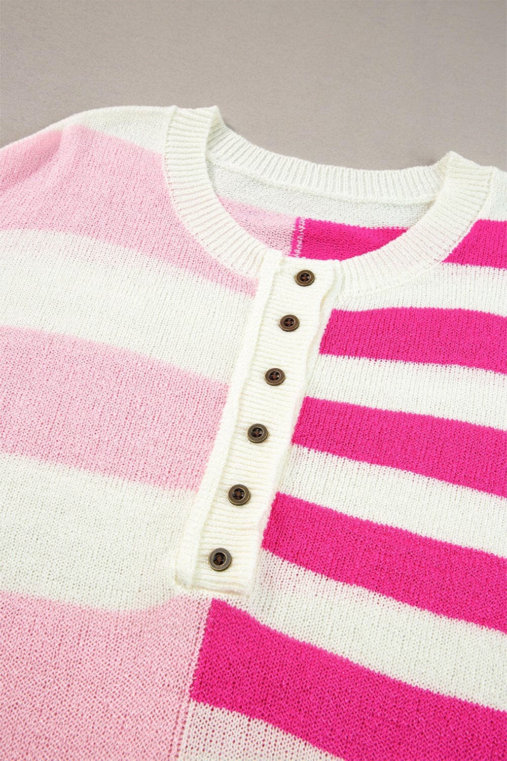 Striped Round Neck Half Sleeve Knit Top.