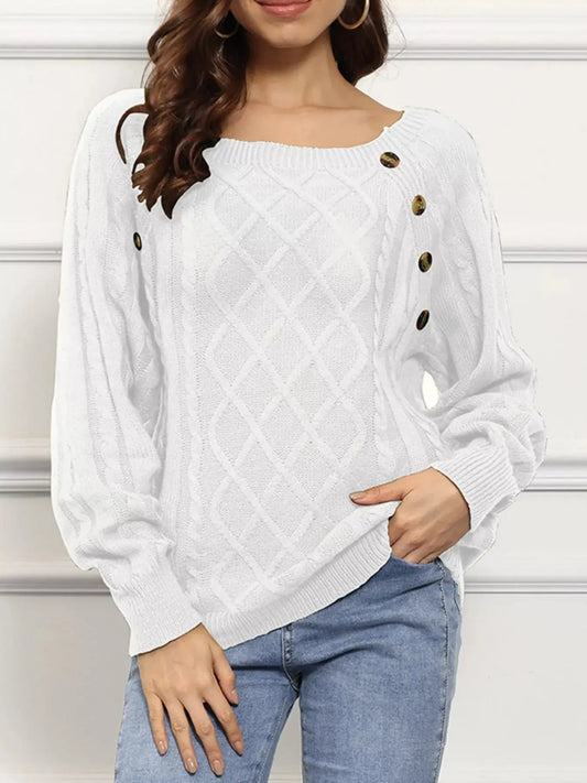 Cable Knit Boat Neck Sweater Simply Love