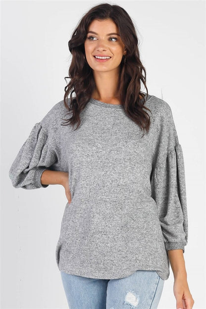 Cherish Apparel Drop Shoulder Puff Sleeve Top.