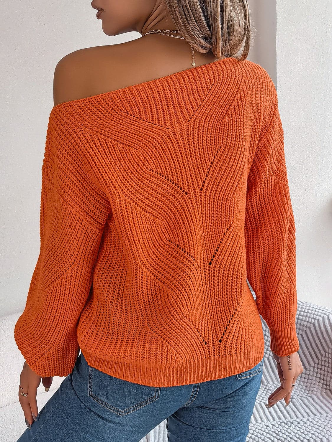 Openwork Long Sleeve Sweater.