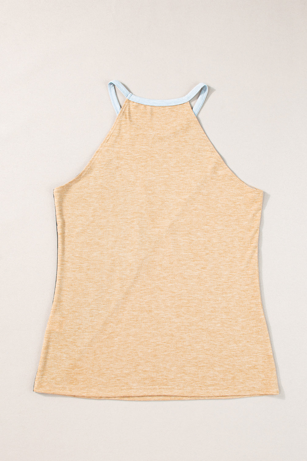 Chic French beige sleeveless geometric color block top