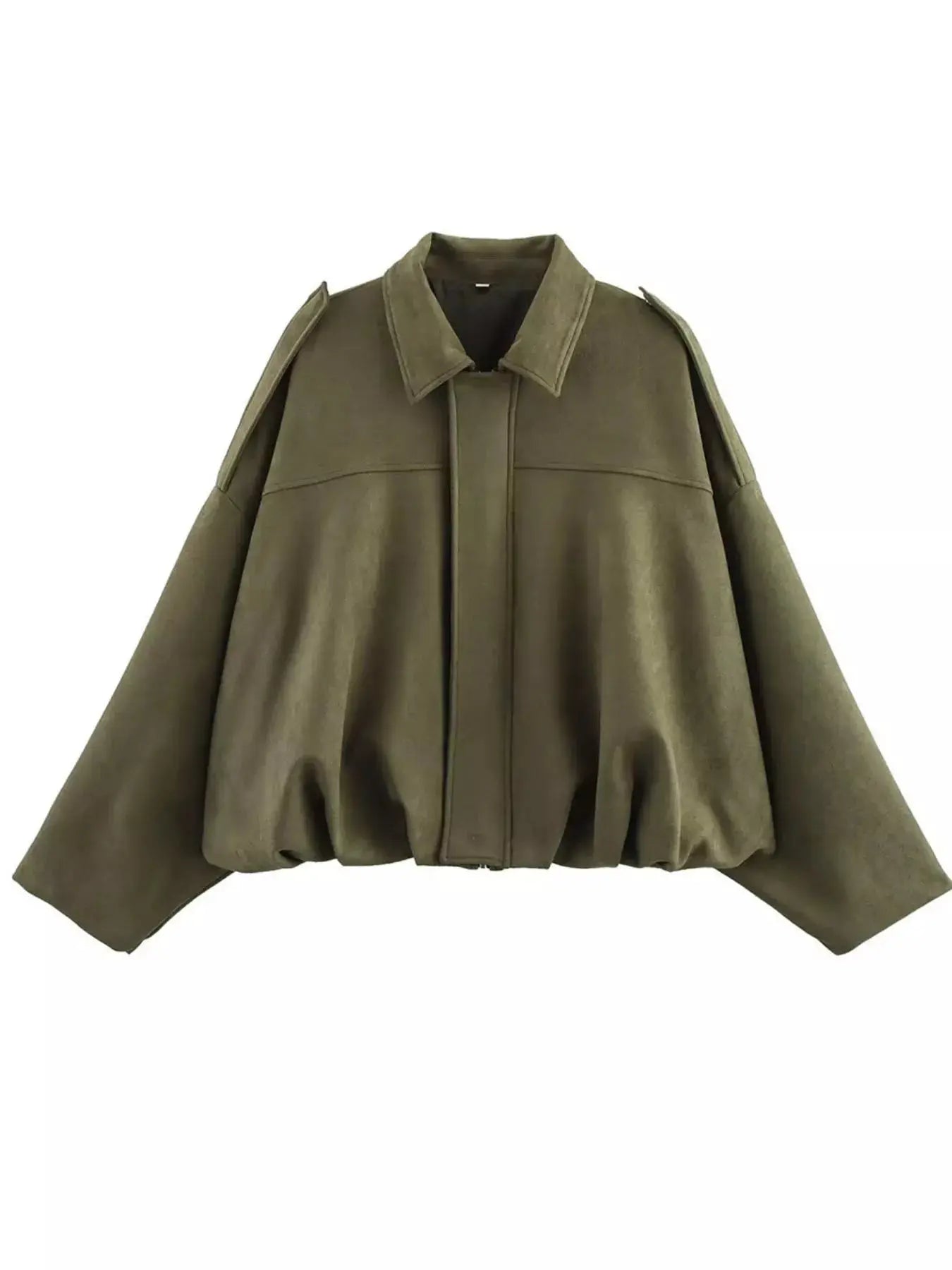 Collared Neck Dropped Shoulder Jacket Simply Love