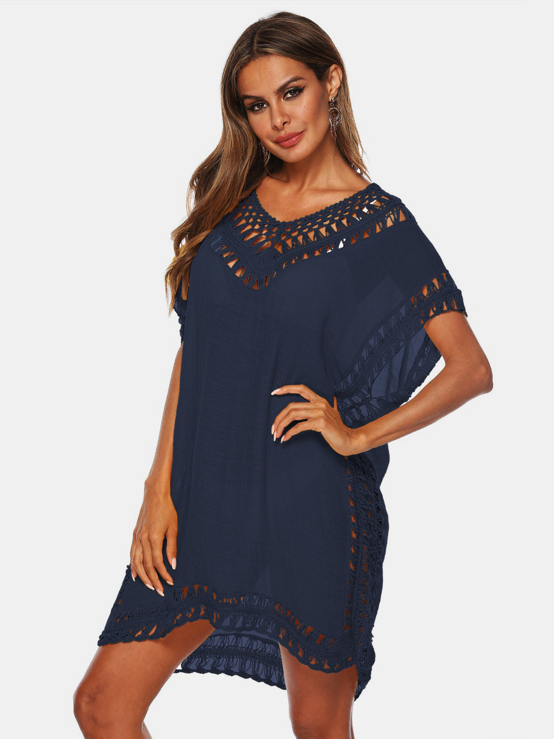 Cutout V-Neck Short Sleeve Cover-Up Coco’s Tee Boutique