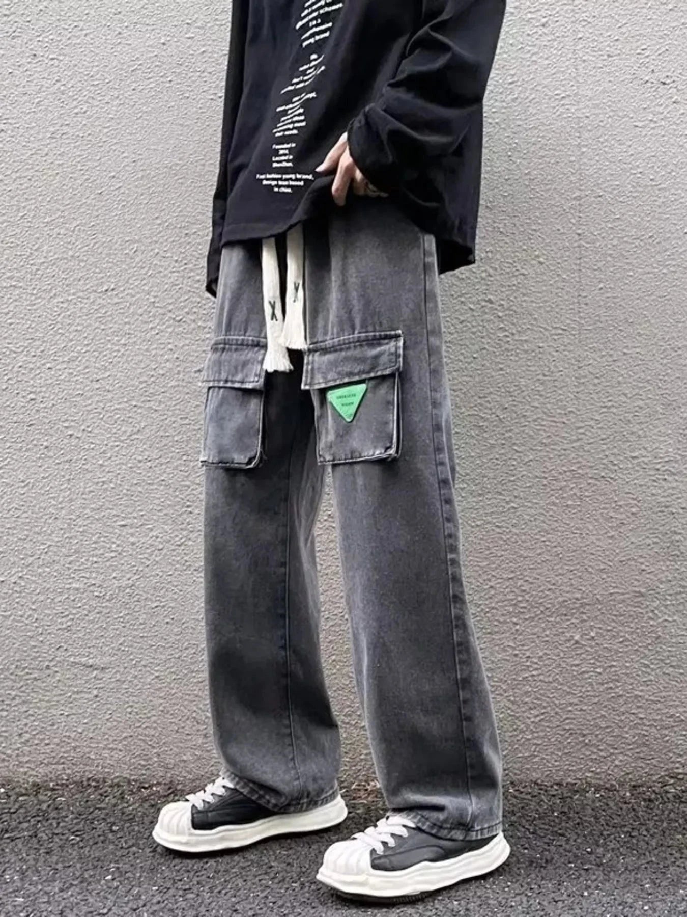 Men's Full Size Vintage Washed Wide Leg Cargo Jeans Plus Size Simply Love