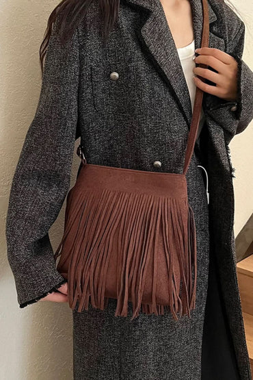 Chic suede fringe crossbody bag