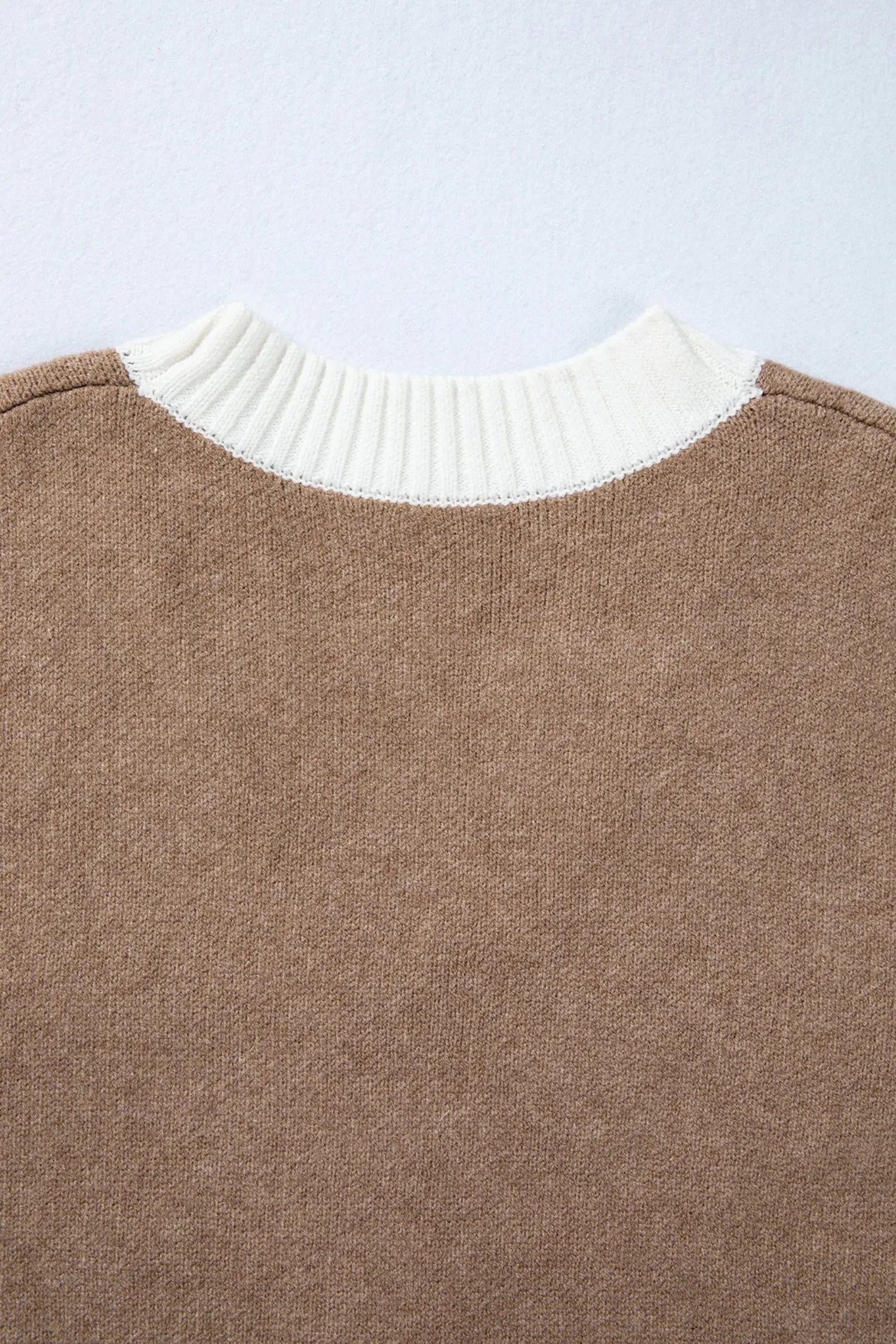 Khaki Houndstooth Color Block Cardigan Women V Neck With Raw Edge Front Button Dear-Lover Dropshipping