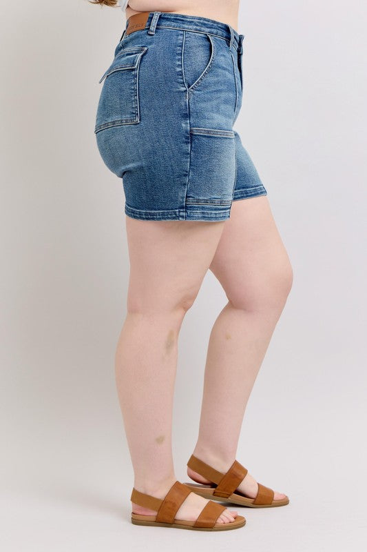 Judy Blue Full Size High Rise Denim Shorts Plus Size Coco’s Tee Boutique