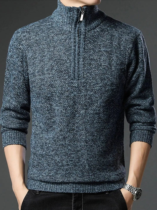 Men's Plus Size Half-Zip Knitted Pullover Sweater Simply Love