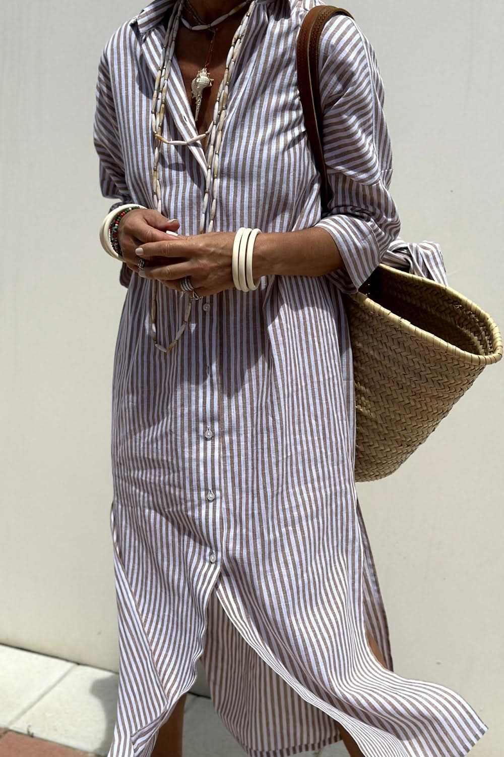 Chic button-up dress with sleeves - Love Salve 