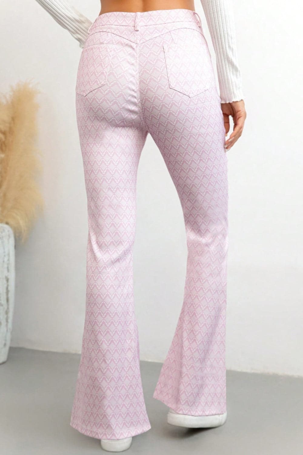 Chic printed high waist flare trousers with convenient pockets