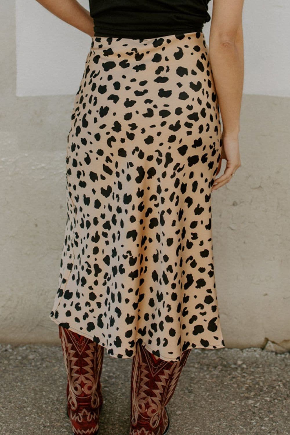 Slit Printed Midi Skirt.