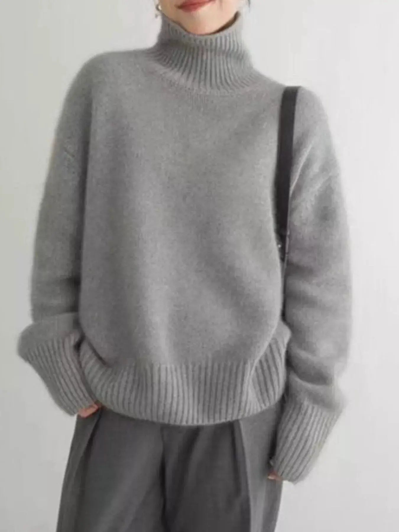 Turtleneck Dropped Shoulder Sweater Simply Love