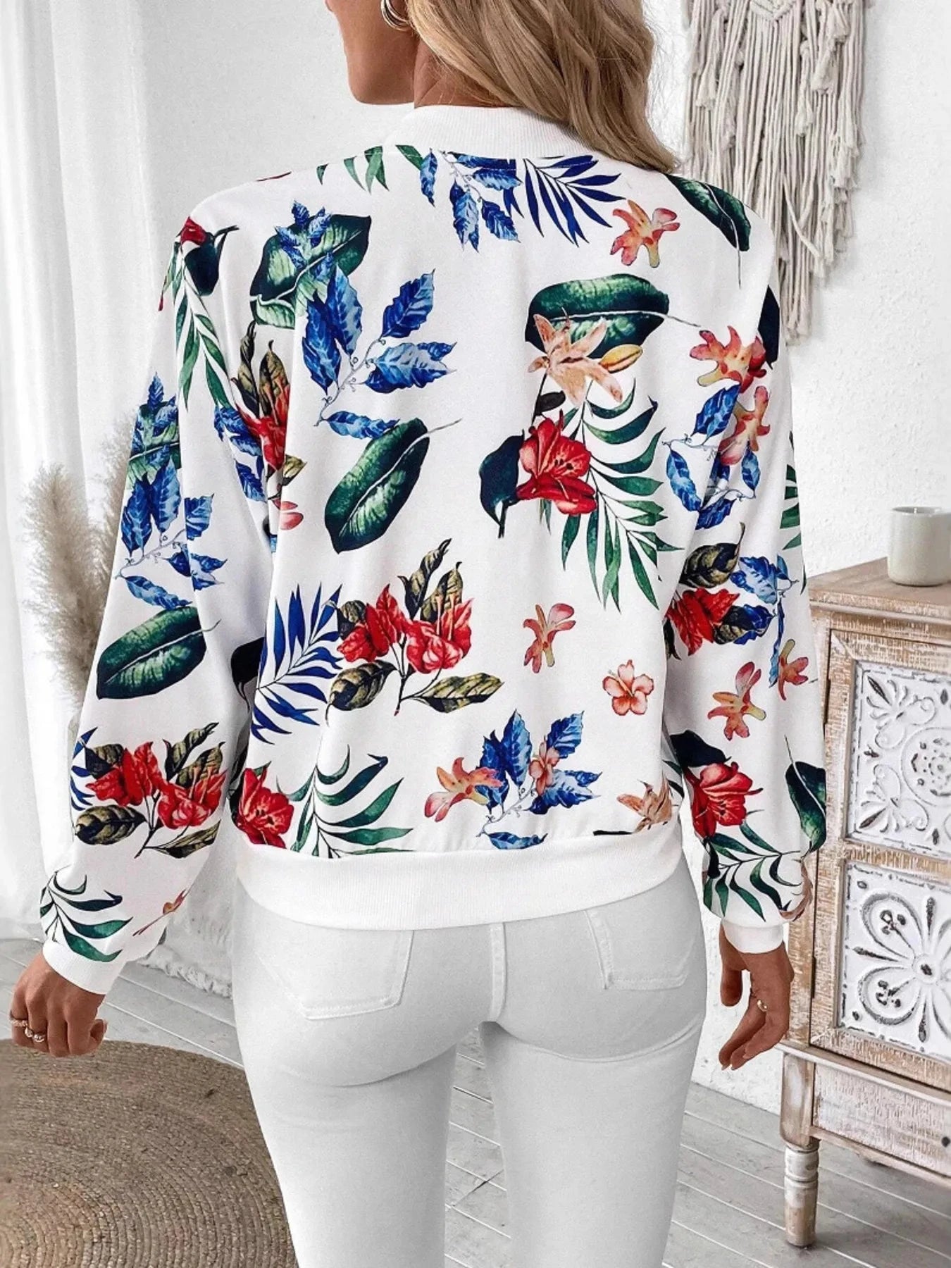 Printed Zip Up Long Sleeve Jacket Coco’s Tee Boutique