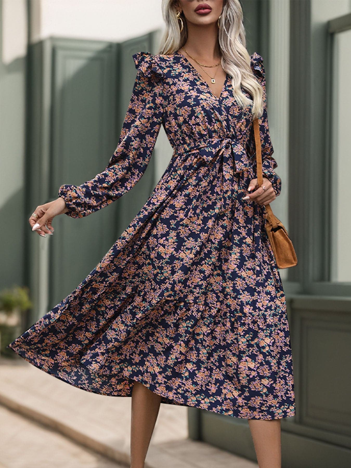 Chic printed surplice dress