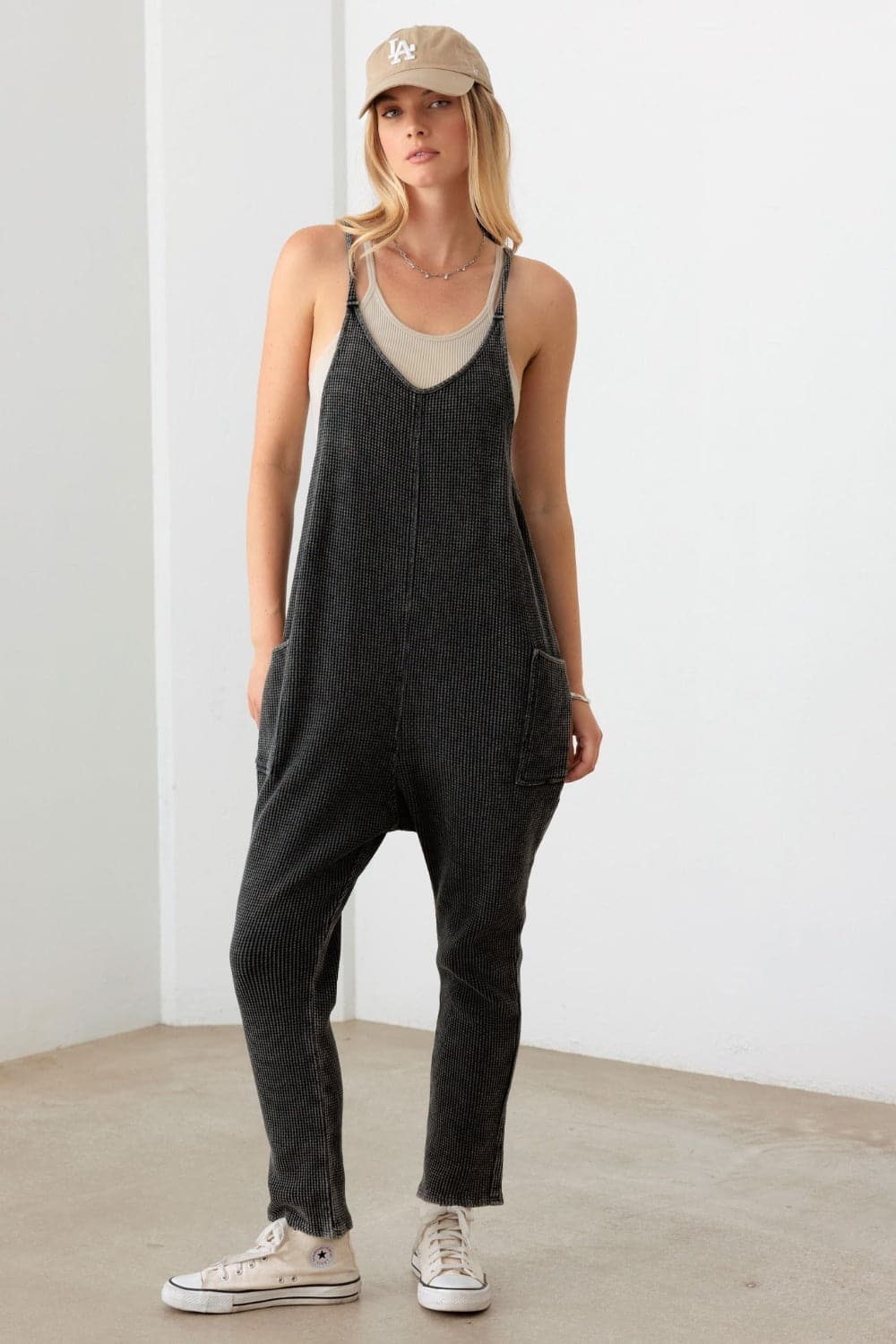 Le Lis Waffle Knit Side Pocket Jumpsuit.