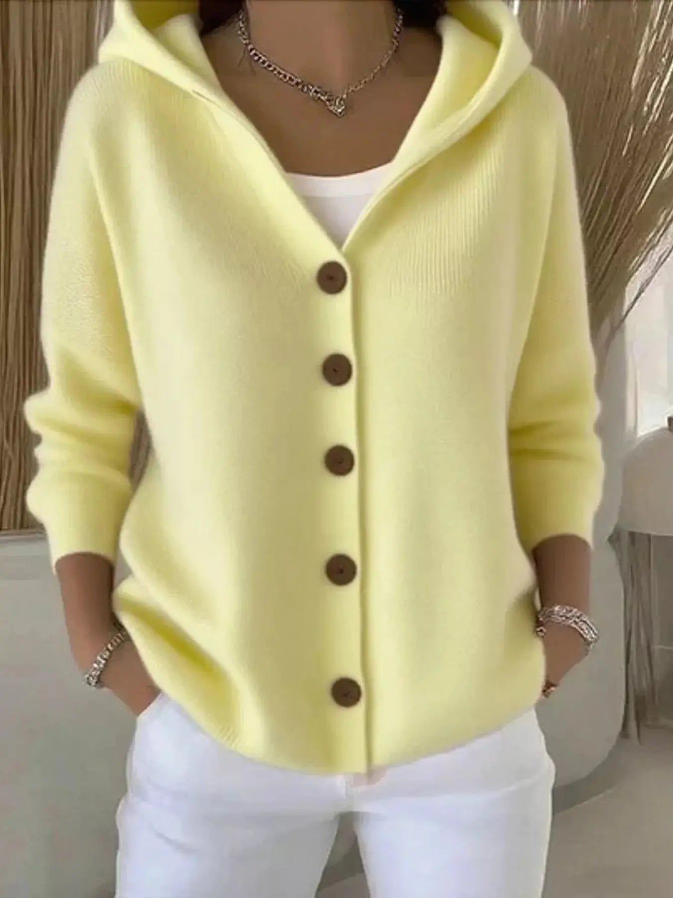 Full Size Hooded Button-Down Knit Cardigan Plus Size Simply Love
