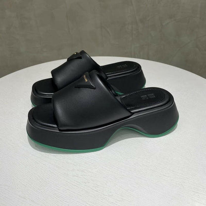 PU Leather Platform Sandals.