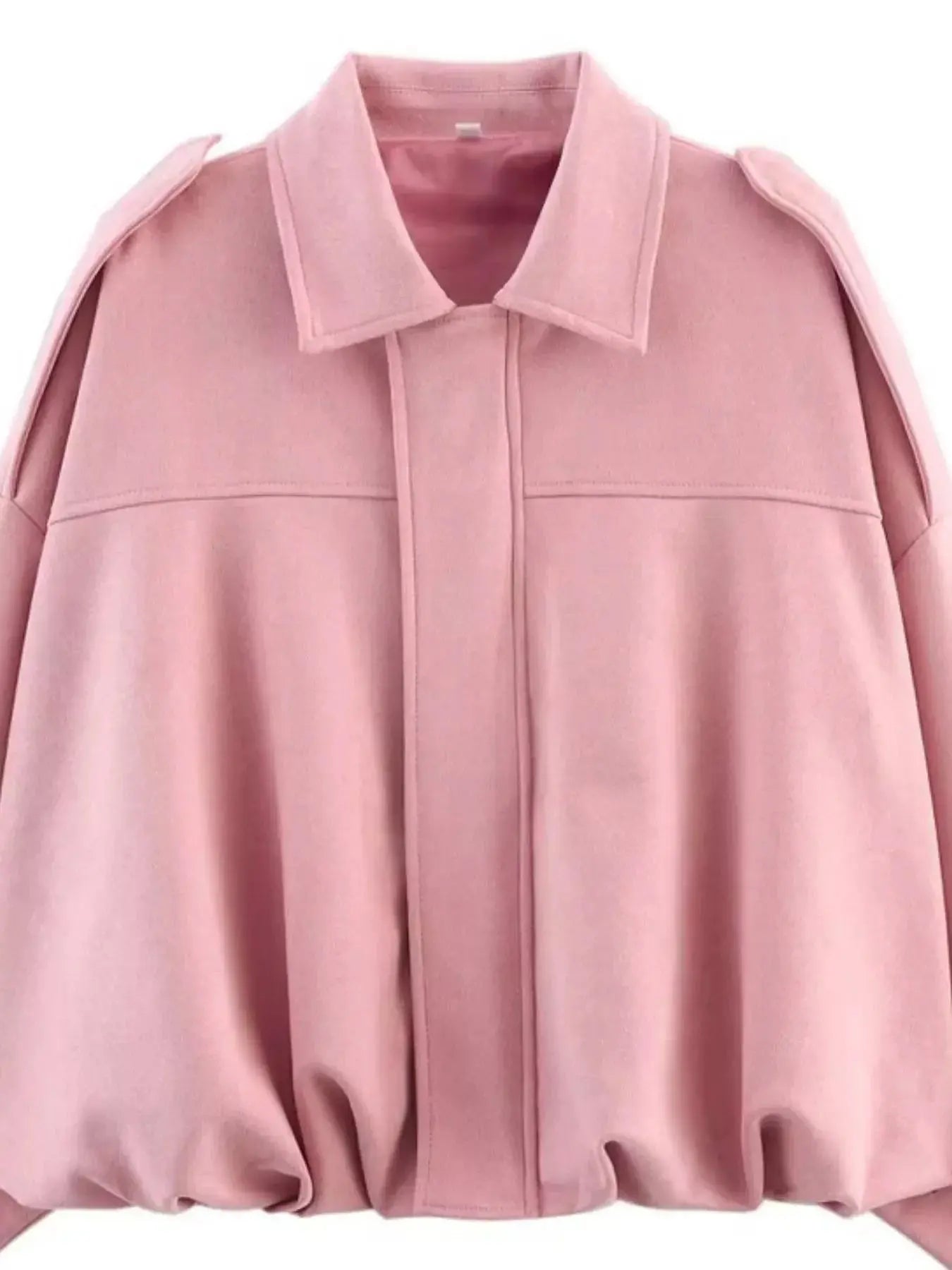 Collared Neck Dropped Shoulder Jacket Simply Love