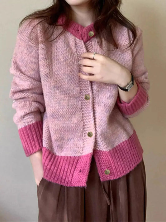 Color Block Button Up Cardigan Simply Love