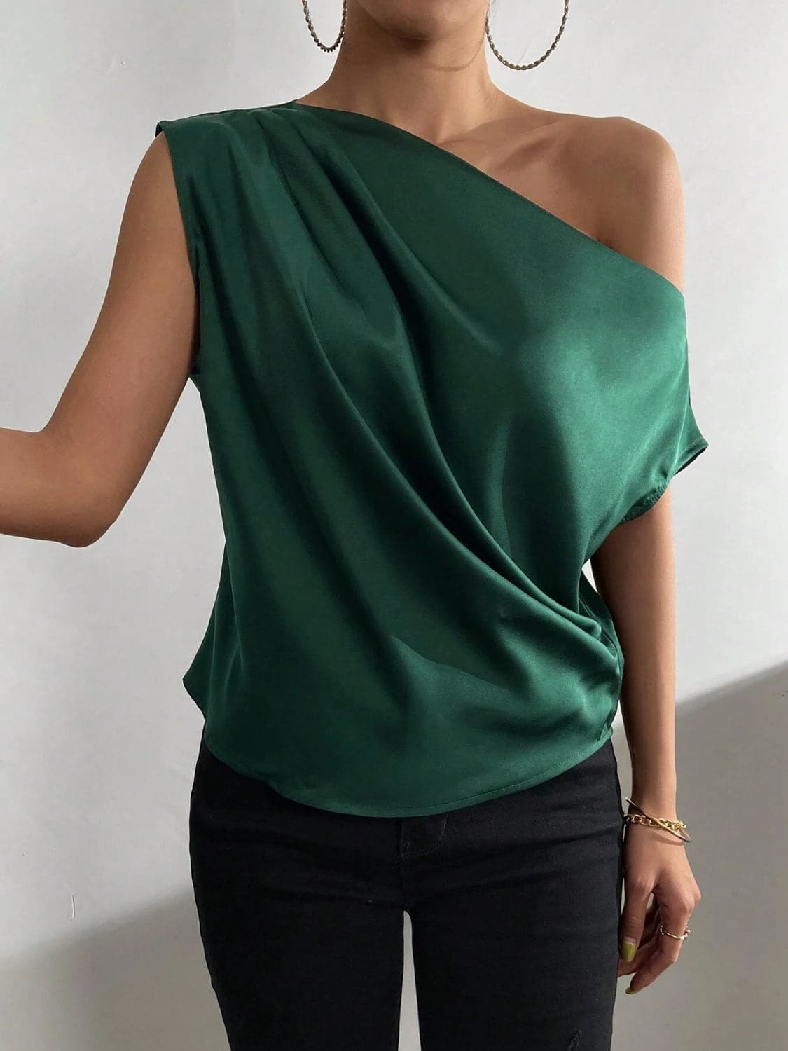 Ruched Single Shoulder Blouse.