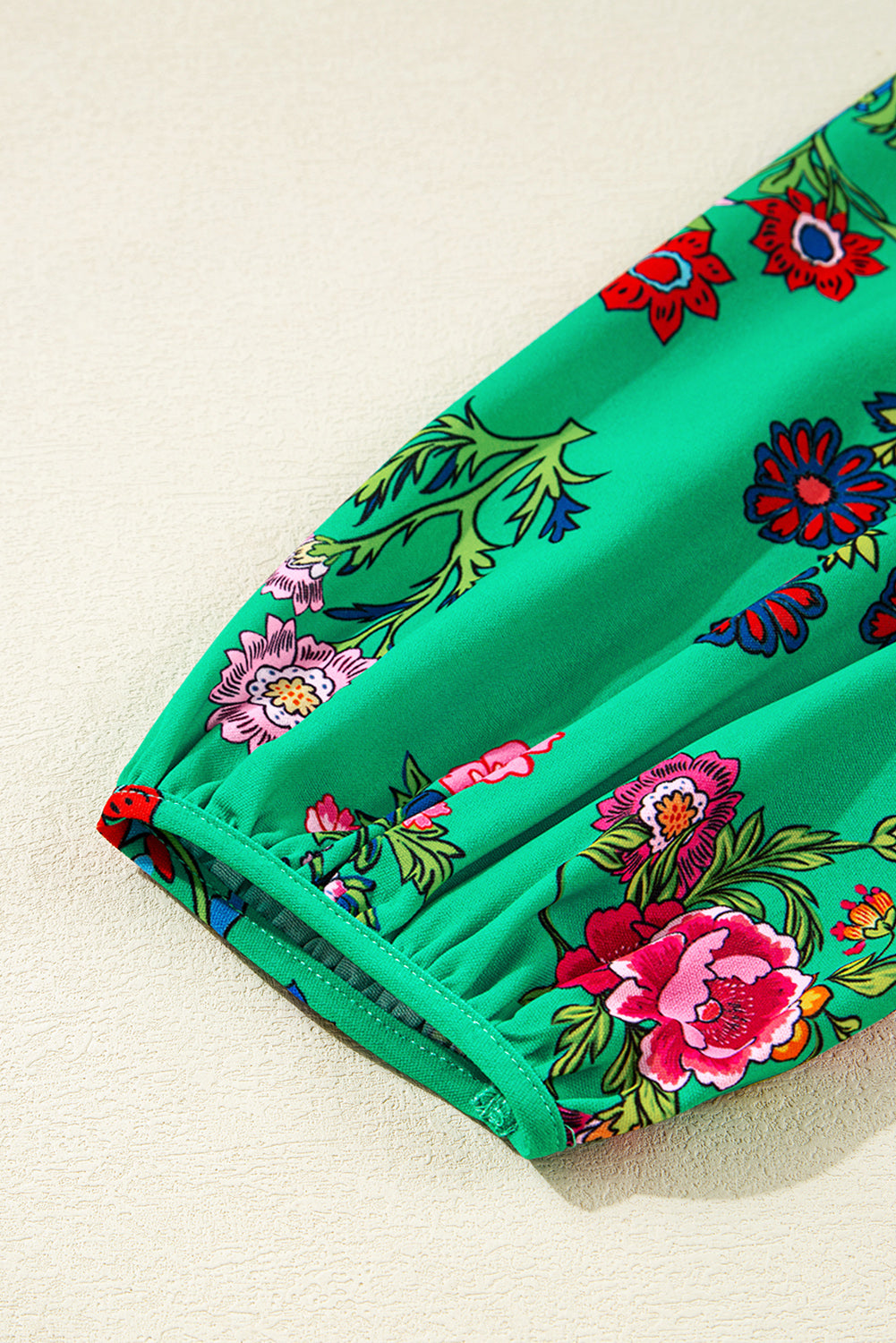 Premium Green Floral Ruffled Three Quarter Sleeve Buttoned Dress Dear-Lover Dropshipping