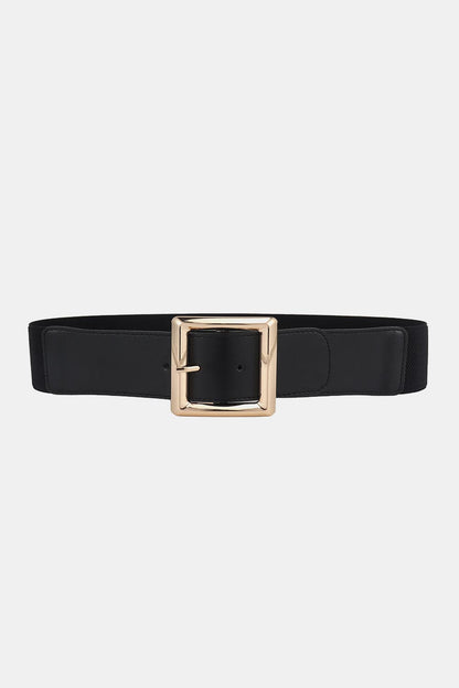 Rectangle Buckle Elastic Wide Belt.