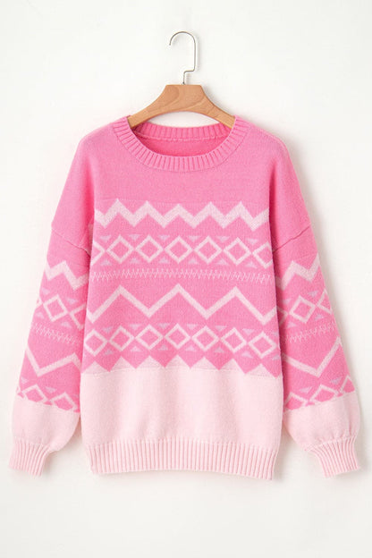 Cozy basic long sleeve sweater with round neck