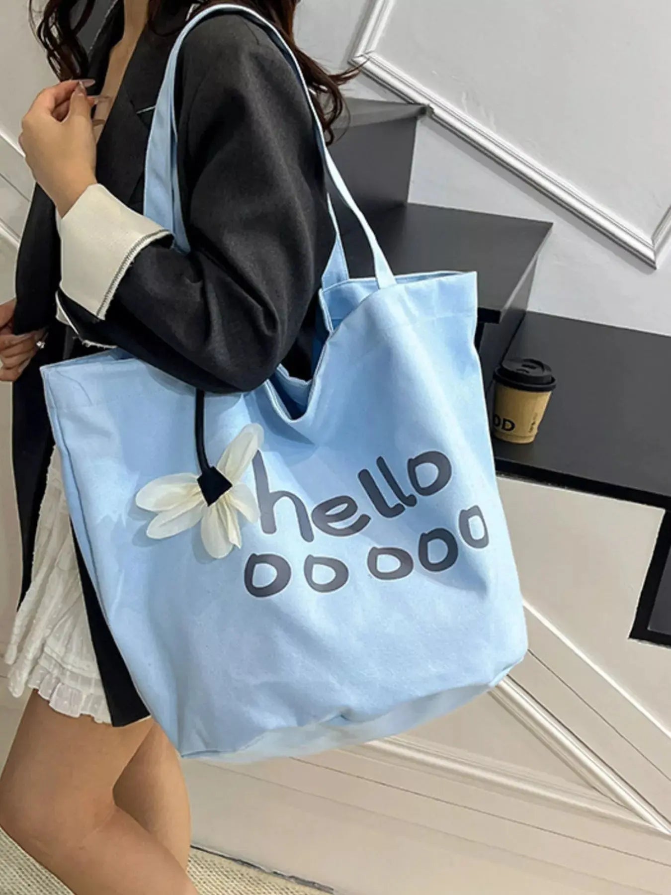Letter Canvas Tote Bag Simply Love