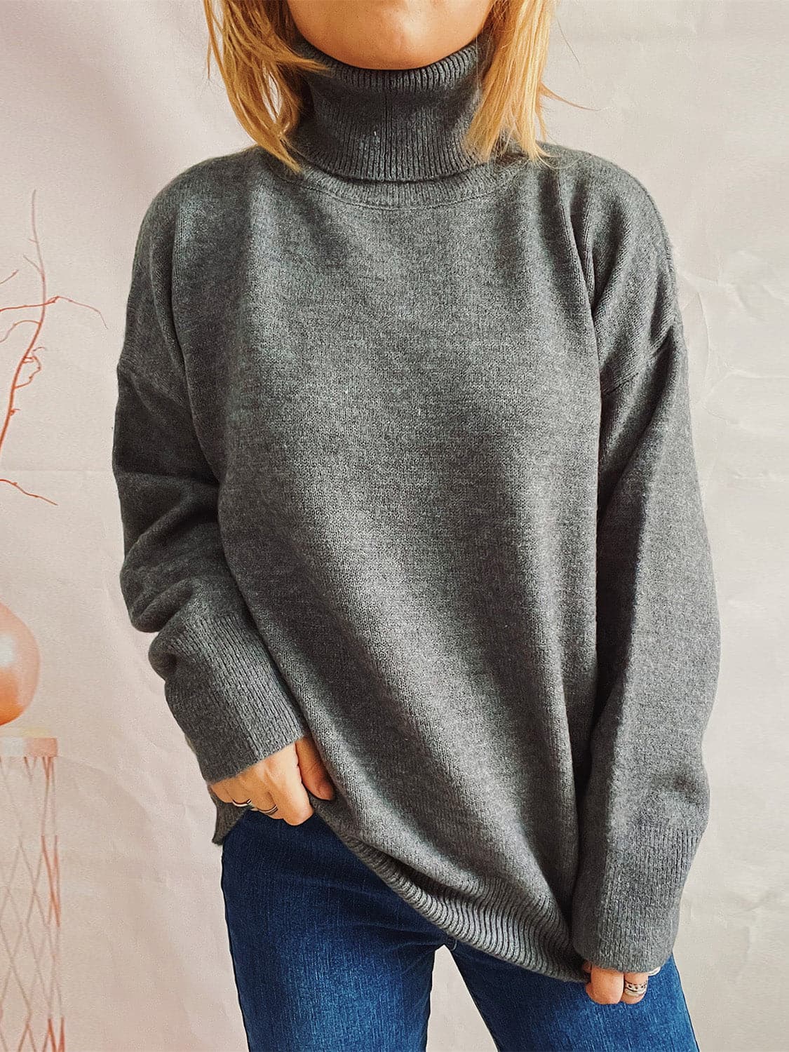 Turtleneck Long Sleeve Sweater.