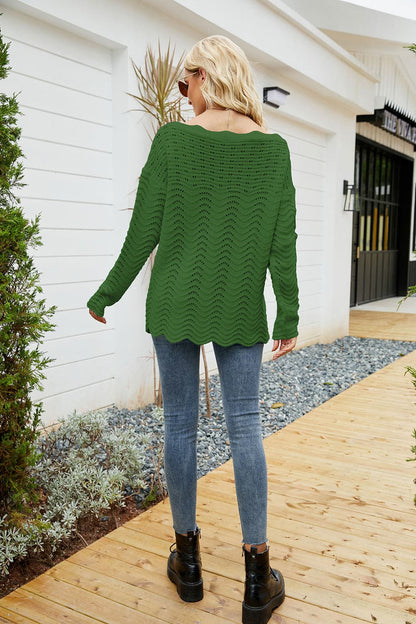 Round Neck Drop Shoulder Sweater.