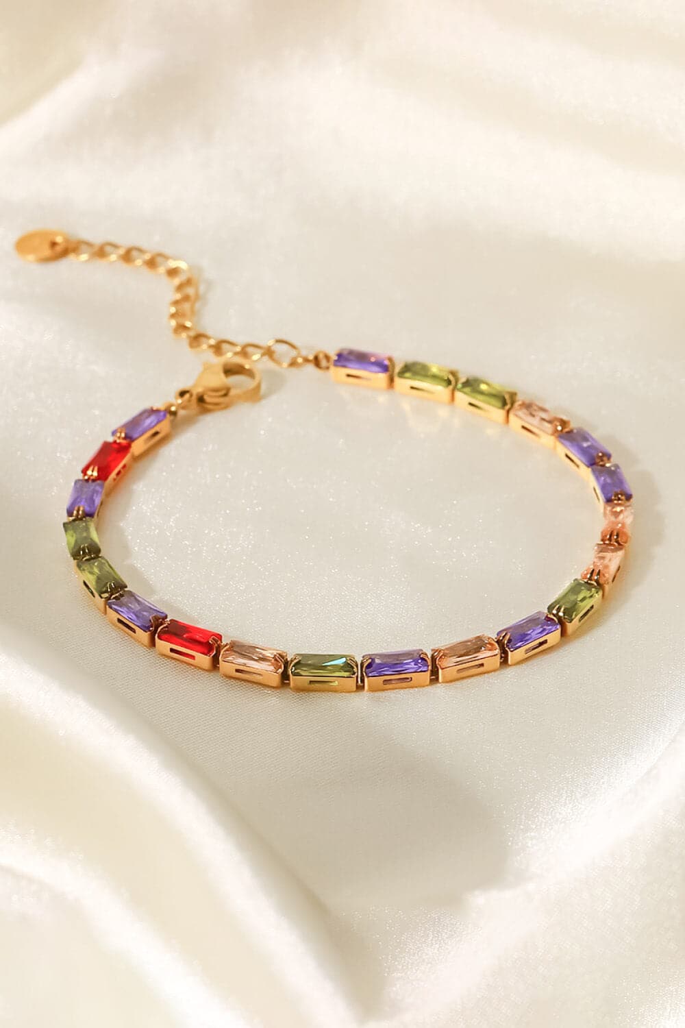 18K Gold Plated Multicolored Cubic Zirconia Bracelet.