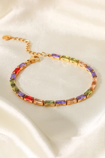 18K Gold Plated Multicolored Cubic Zirconia Bracelet.