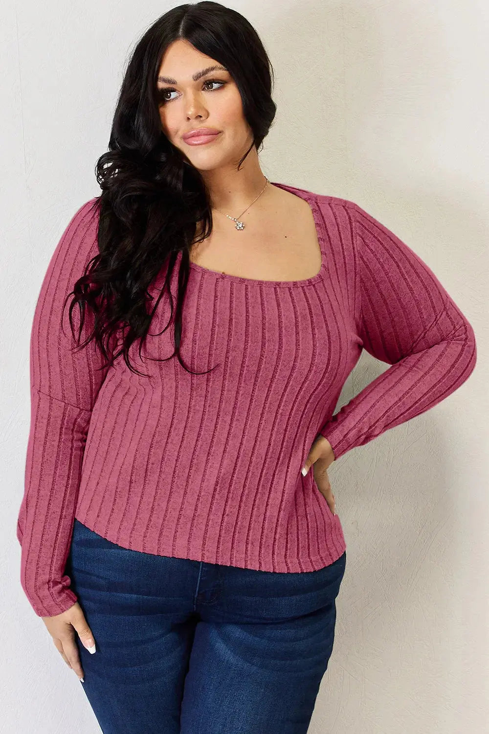 Basic Bae Full Size Ribbed Long Sleeve T-Shirt - Love Salve