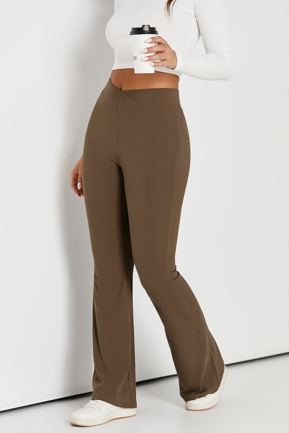 Elastic Waist Bootcut Pants.