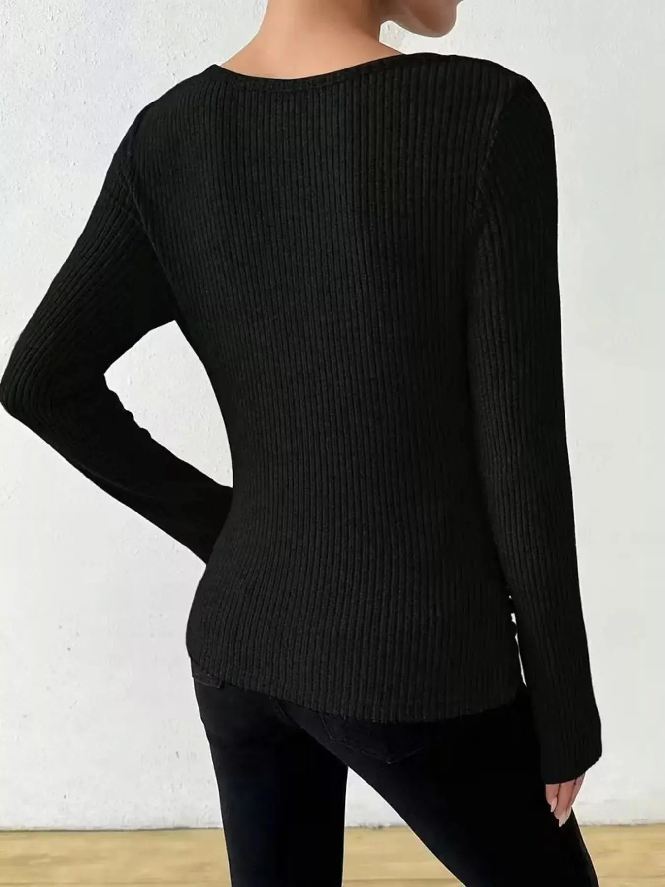Cowl Neck Ribbed Knit Top Simply Love