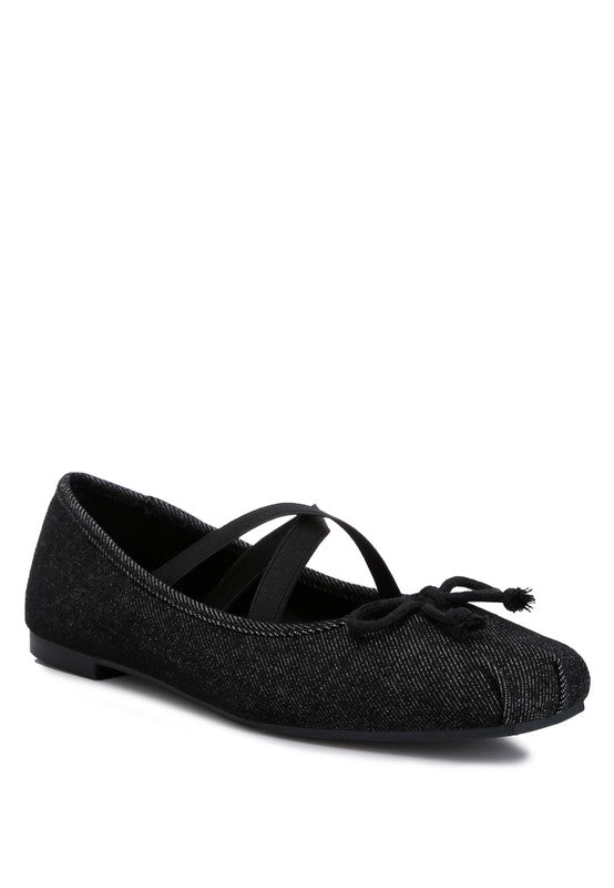 Stylish denim criss-cross ballet flats