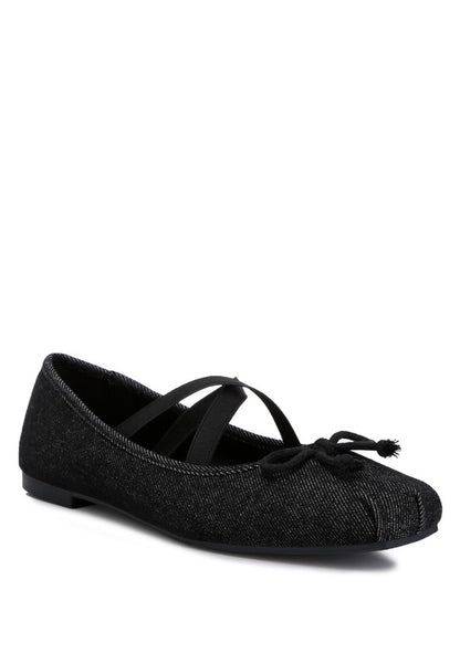 Arimer denim criss-cross flats