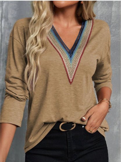 Chic v-neck long sleeve t-shirt